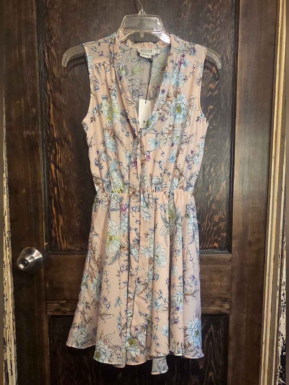 NWT Molly Bracken Woodland Floral Pink Sleeveless Shirt Dress (XS, S, M, L)